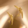 Luxury Stainless Steel Bird Stud Earrings for Women Gold Color Swallow Wing Jewelry Vintage Statement Party Gift Accessories