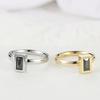 New Fashion Black Square Crystal Brand Jewelry Accessories Ring Unique Stainless Steel Rings for Women