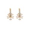 Golden Gentle And Sweet Petal Zircon Stud Earrings, A Daifa Mori Niche Temperament Curved Hook Flower Earrings