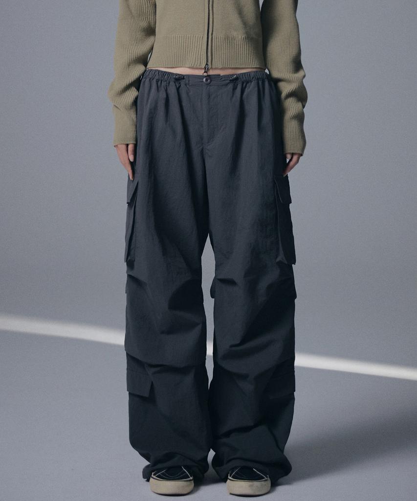 NOT4NERD W Parachute Nylon Cargo Pants - Charcoal