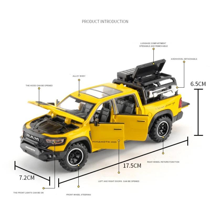 1/32 DODGE Mammoth 1000 TRX Legierungs-Pickup-Automodell Diecast Metall Geländewagenmodell Sound- und Lichtsimulation Kinderspielzeug Geschenk