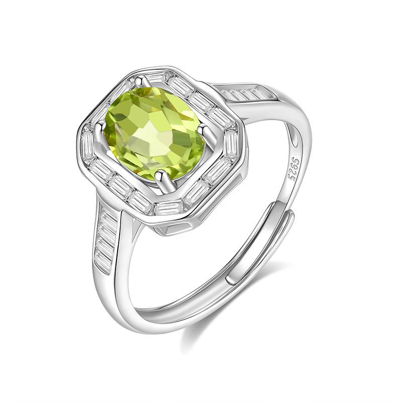New Arrival S925 Sterling Silver Ring 68mm Oval Natural Stone Luxury Inlaid Light Luxury Crystal Women Fine Jewelry