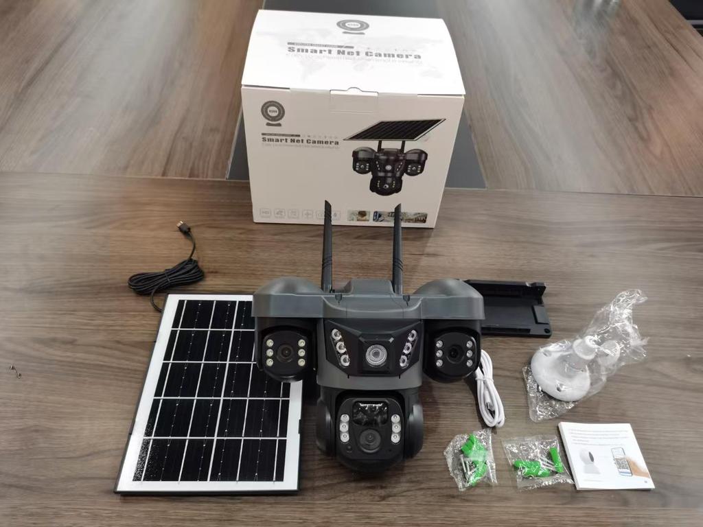 V380 True Triple-Lens Solar 4G Outdoor Waterproof Surveillance Camera