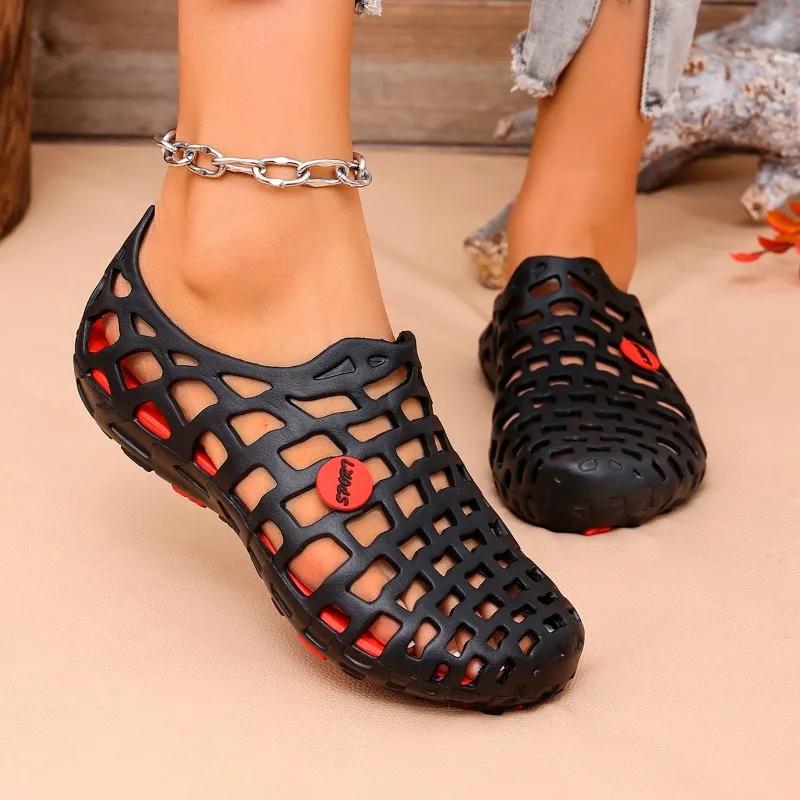 Women's Sandals Flat Sole One Kick Hollow Anti-Slip Sole Shoes Women Leisure Outdoor Summer New Roman Novelty Sandalias De Mujer