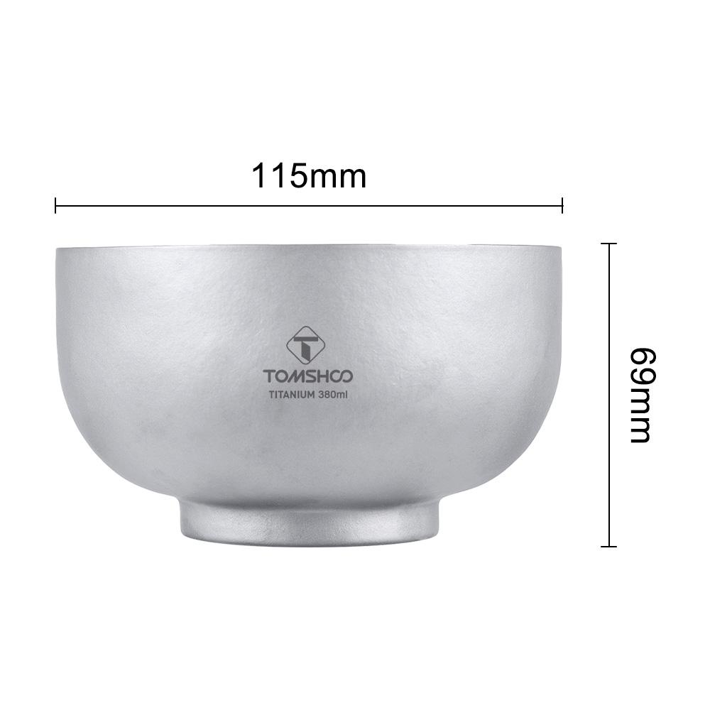 TOMSHOO 380 ml Campingkokkärl Titan Skål Utomhus Multifunktionell Skål Dubbelväggig Värmetålig Ultralätt Bärbar Bord