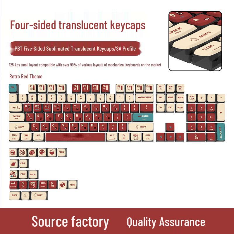 Four-Sided Translucent Color Keycaps for Customized Mechanical Keyboard