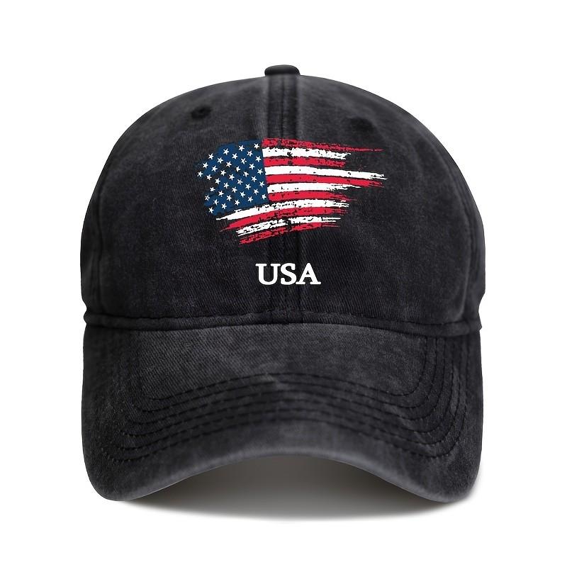 Distressed USA Flag Baseball Cap Polyester Adjustable Outdoor Summer Travel Hat