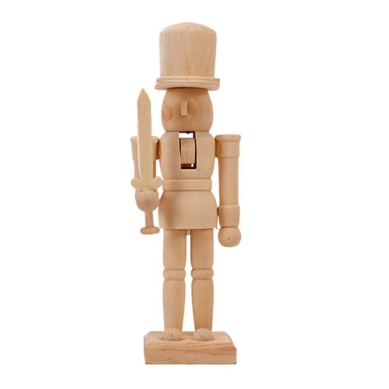 Unfinished Nutcracker Soldier Figure Unpainted Nutcracker Soldier Wooden DIY Nutcracker Figurine for Christmas Decoration Craft