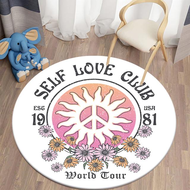 

Floral Kawaii Round Carpet Anti Slip Rug For Living Room Bedroom Camping Picnic Yoga Mat Soft Comfortable Decor 40cm