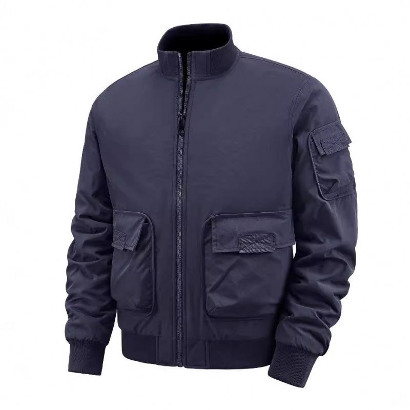 Flygdräkt Herrjacka Bomullsfodrad Kappa Höst och Vinter Amerikansk Retro Lös Ledig Medelålders och Äldre Ledig Jacka Bomullsfodrad Jacka