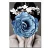 Canvas Painting Nordic Wall Art Posters Woman Head With Flowers Fashion Lady Portrait Picture Home Bedroom Decoration (No Frame)
