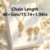 Stainless steel chain with zircon leaf pendant, women's fashion necklace and earrings, hypoallergenic and fade-resistant stainless steel jewelry,