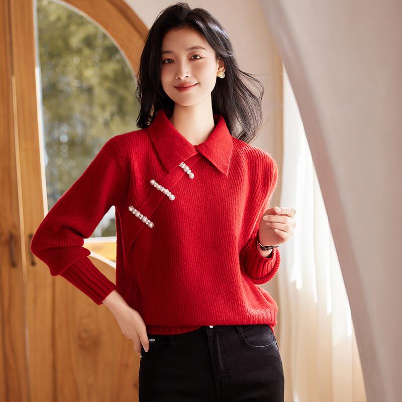 

VICTORIA&VERA Женский вязаный кардиган в китайском стиле с жемчужными пуговицами M