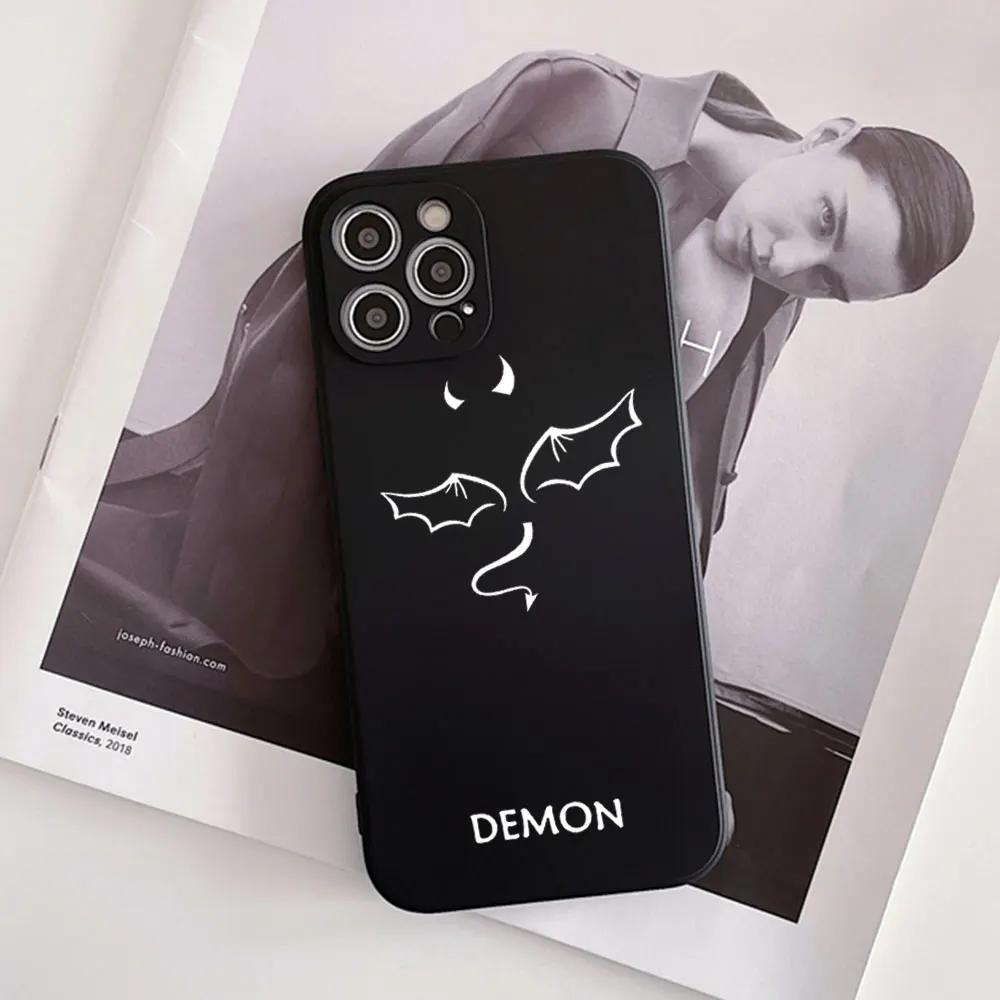 Cartoon Demon Angel Couple Phone Case for IPhone 15 14 13 12 11 Pro XS MAX 7 SE2 X XR 8 14 Plus Clear Soft Silicone Cover Fundas