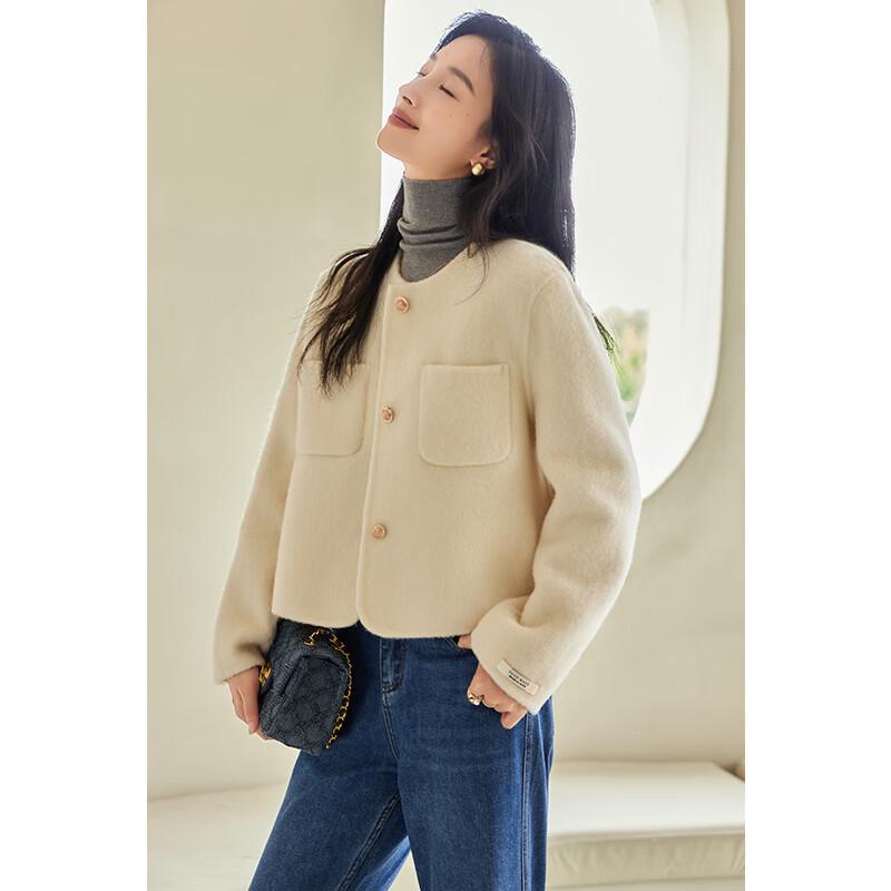 VICTORIA&VERA Women's Short Wool Blend Coat