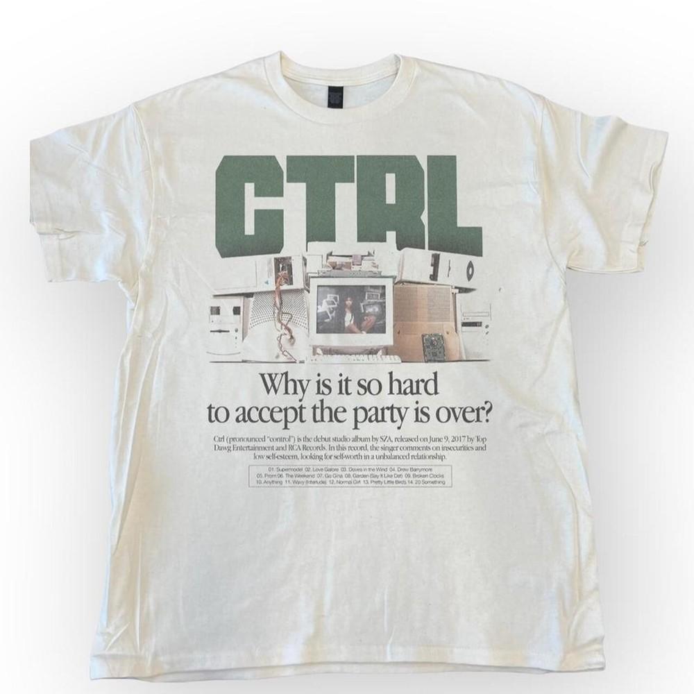 Style Sza CTRL tour short sleeve white color classic shirt KV32744 Unisex T-Shirt S
