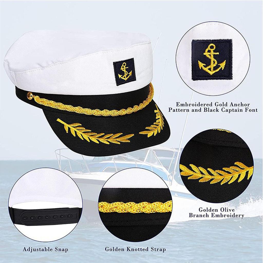 Cappello da Capitano per Velista Adulto Regolabile per Uomo e Donna Cappello da Festa Trucco Ballo Vestiti Marini Eccellente Elegante Accessori