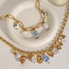 Jieding Stainless Steel Pearl Heart Necklace - Elegant Drip Oil Clavicle Chain with Titanium Steel.