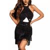 Women's Sexy Fringe Halter Dress