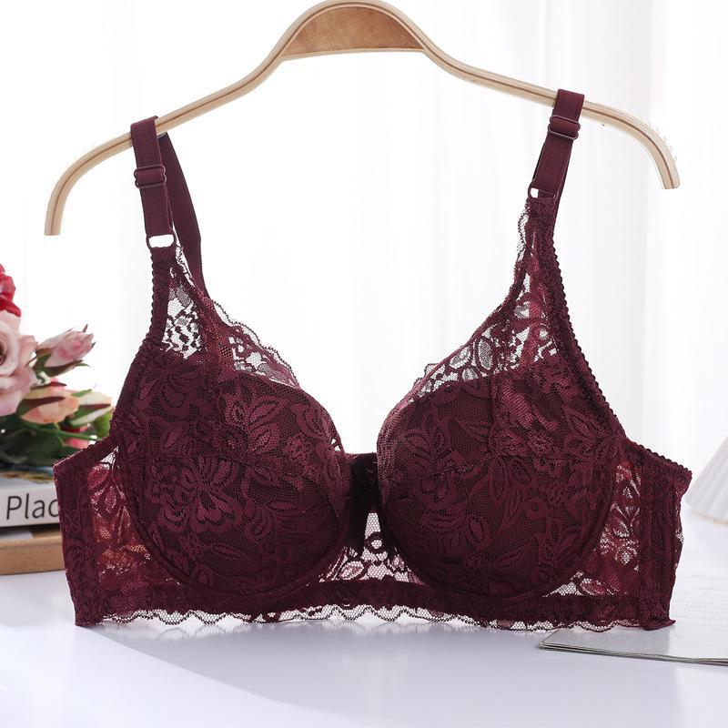 Ultra-Thin Lace Bra: Sexy, Large-Size, No Sponge, Gathered Fit