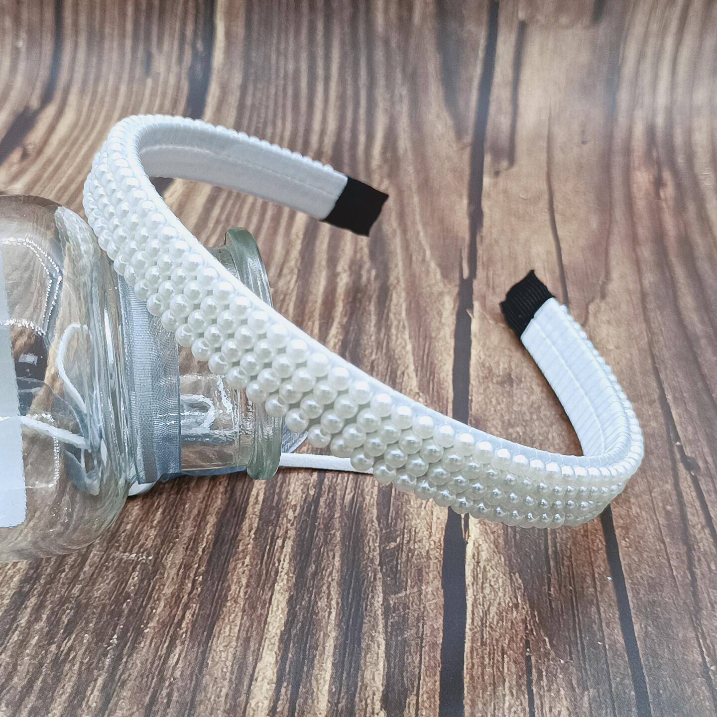 

Винтажная повязка на голову для светской львицы, универсальный темперамент, стиль с небольшим ароматом, модные женские аксессуары для волос ручной работы из бисера, аксессуары для волос 14CM