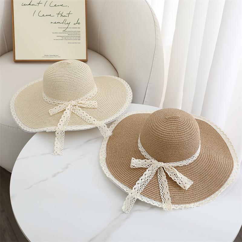 Lace-Trimmed Hats Women, And Versatile, Hat Foldable Sunhats Seaside And Beach