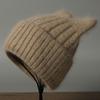 Angora rabbit fur hat autumn and winter knitted plush cat ear shape warm cute ladies casual hat