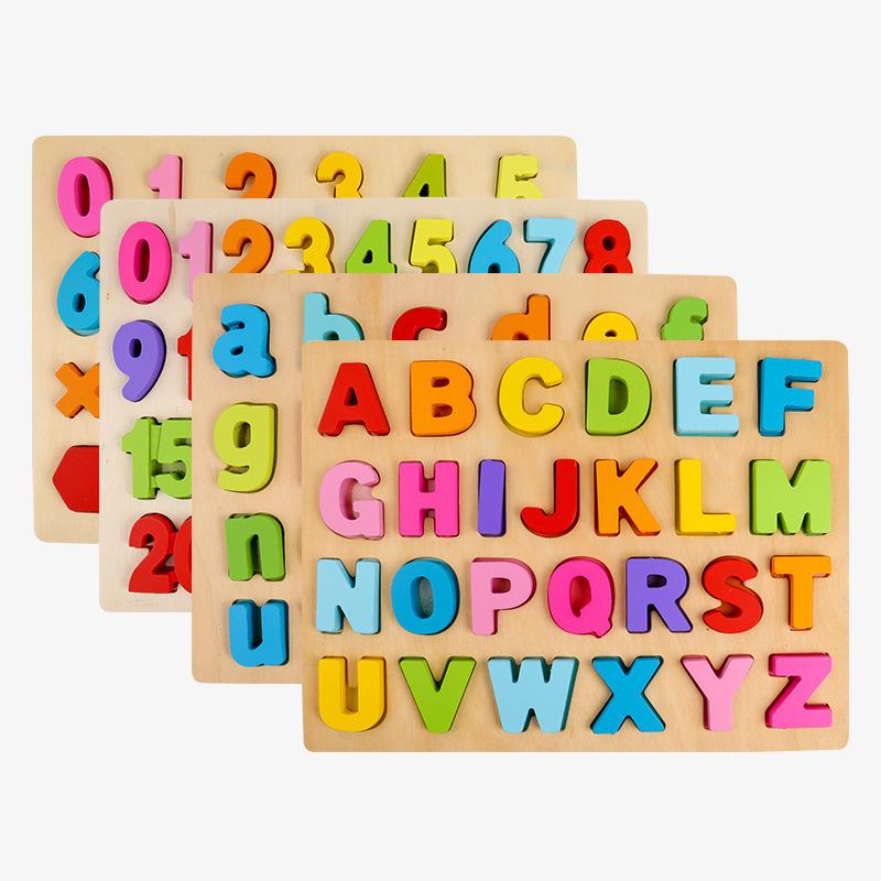 Wooden Kids' Digital Letter & Shape Matching Puzzle Board