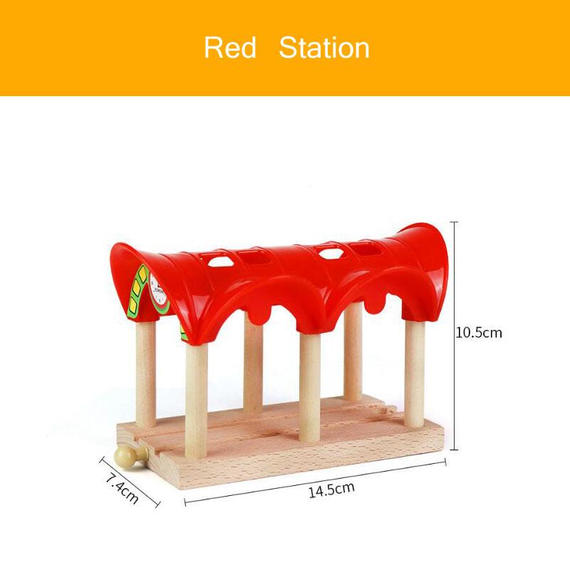 Wooden Train Track Accessories Wood Railway Track Train Station Bridge Tunnel Compatible All Brands Wooden Track Toys
