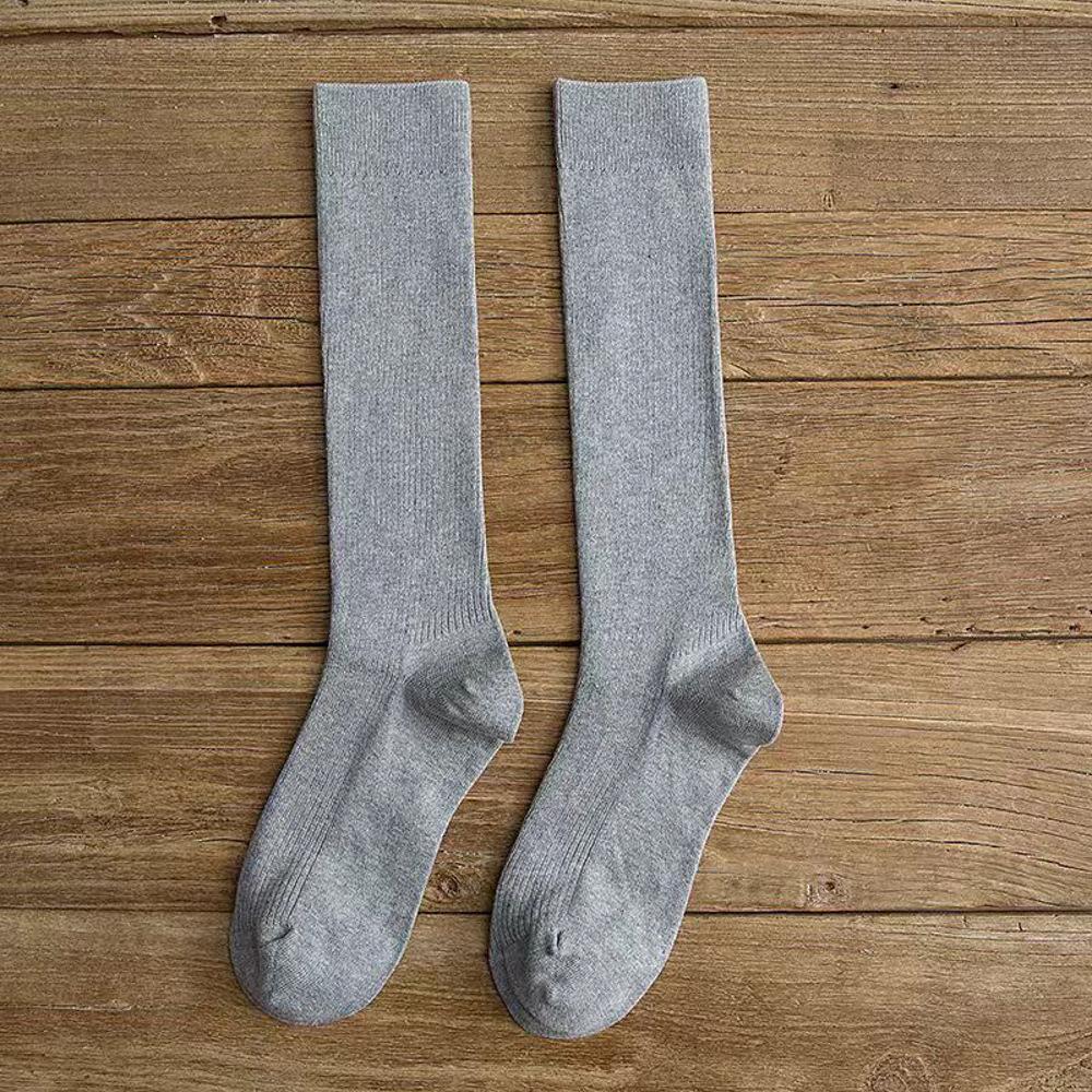 Doppelnadel Feine Vertikale Lange Socken, Knielange Socken, Trendige Mittelhohe Socken, Mittelhohe Unifarbene Hohe Socken