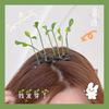 7 funny green grass hair clip bean sprout head long grass small hair clip head small clip selling cute top clip
