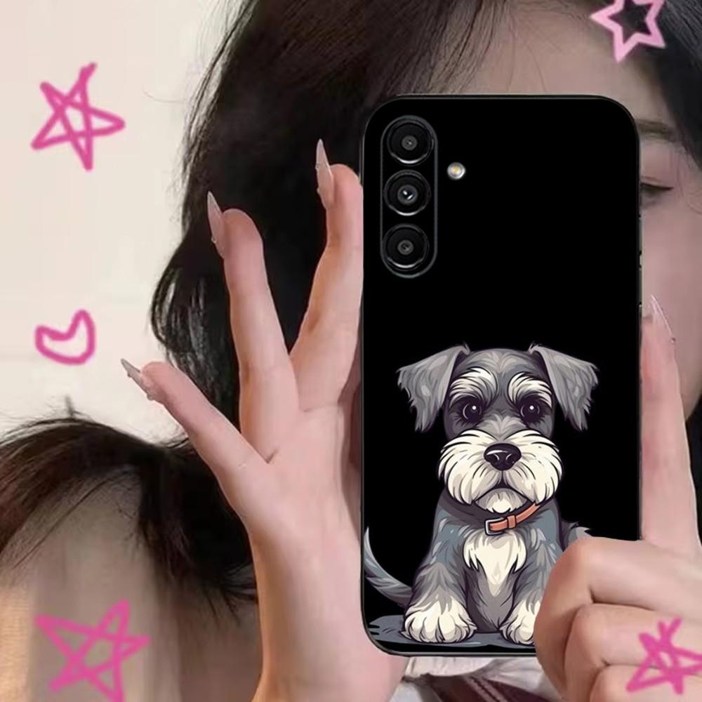 Cartoon Schnauzer Dog Cute Phone Case For Samsung S24,S21,S22,S23,S30,Ultra,S20,Plus,Fe,Lite,Note,10,9,5G Black Soft Cover