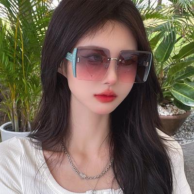 Sunglasses Spot  New Square Frame Fashion Sunglasses Personalized Edge Cutting Trendy Sunglasses 8810