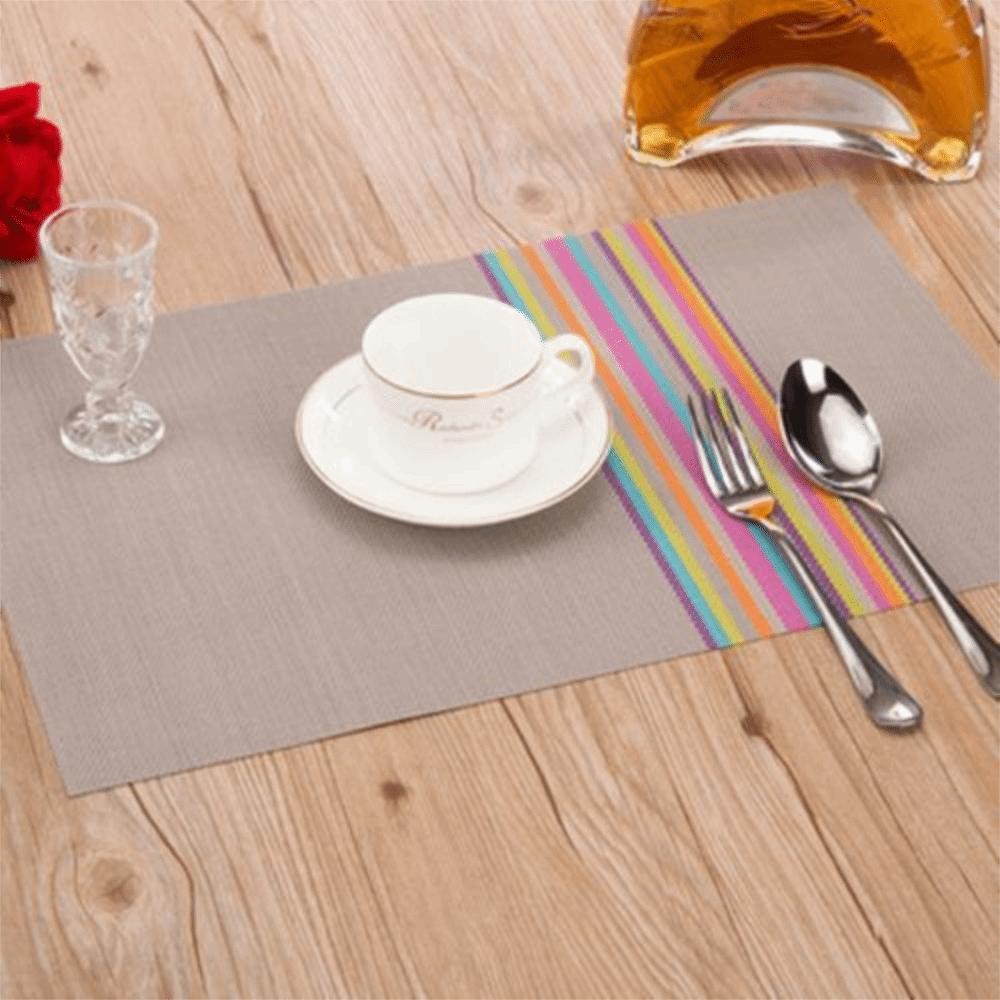 6 Pieces Waterproof Insulated Plate Mat PVC Place Mats Colorful Strip Table Mat  Dining Table