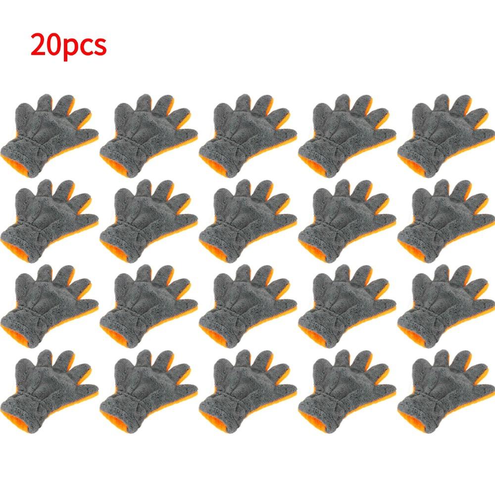 Double-Sided Coral Fleece Car Cleaning Gloves Scratch-Free Wash Five-Finger Design for Car Glass Wheels Cleaning Towel Gloves
