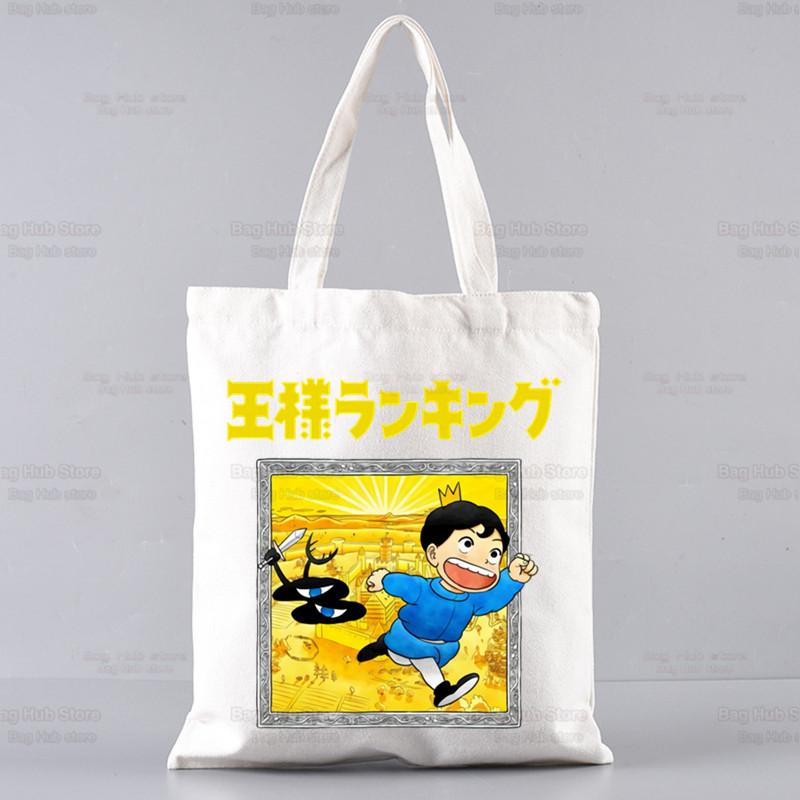 Bojji Shopper Bag Print Japanischer Anime Ousama Ranking Canvas Tragetasche Handtaschen Damen Ranking of Kings Tasche Harajuku Umhängetaschen