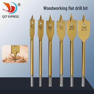 6-Piece Titanium Hex Shank Woodworking Flat Chisel Set for Electric Drills