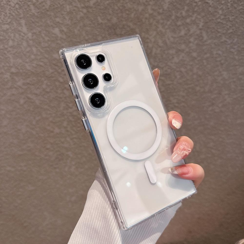 

Shield Armor 2800 Gauss Ultra Strong Magnetic Case for Samsung Galaxy S25 Ultra S24+ Plus FE Transparent Cover Anti-Yellowing Galaxy S24+ белый