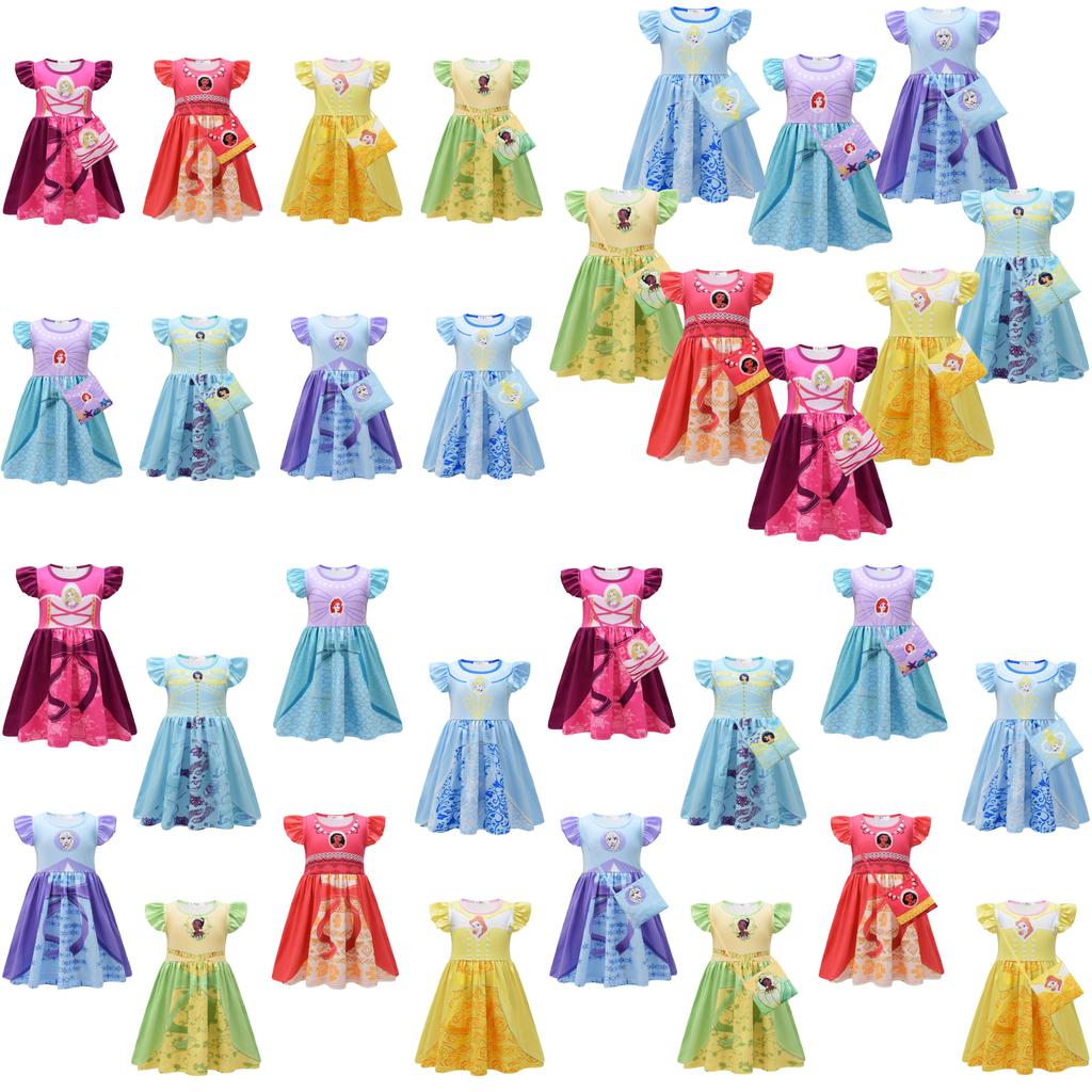Disney Princess Dress Belle Ariel Elsa Cosplay Bag Halloween Party Costume