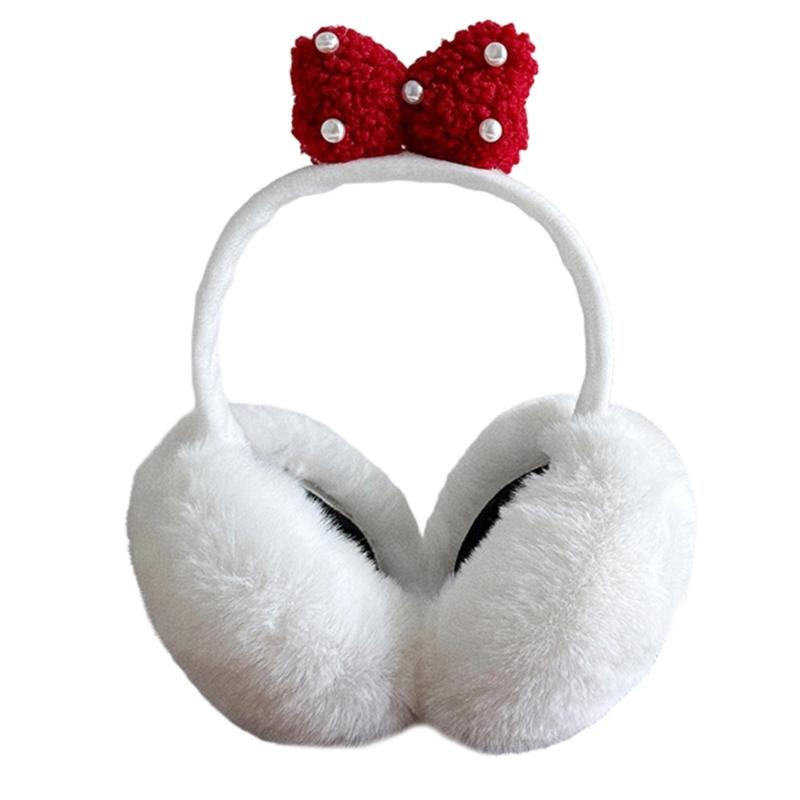 Multipurpose Plush Thermally Earmuffs With Cute Bows Design Comfortable Winter Ear Warmers For Cold Weather Activities