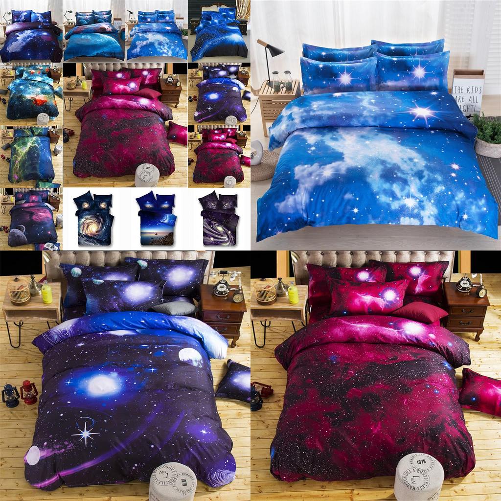 3d Galaxy Duvet Cover Pillow Case Quilt Cover Bedding Set Vibrant Color All Sizes