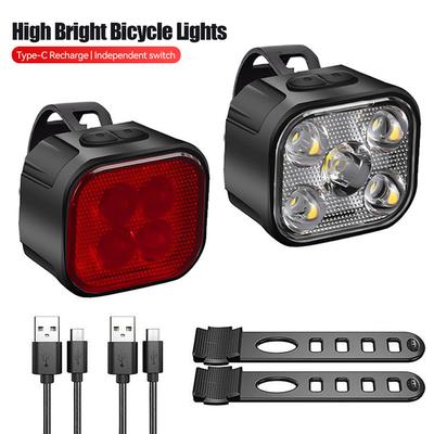 5LED High Bright Bicycle Lights Cycling Lamp Front and Rear USB Rechargeable for MTB Bike Headlight Taillight Waterproof Lantern Lighting