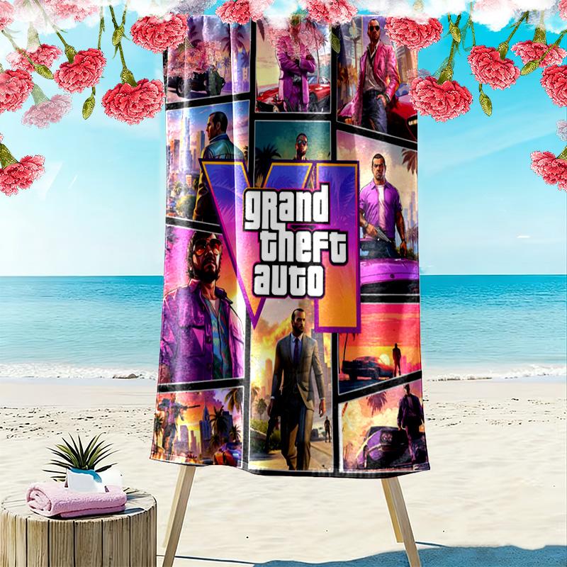 Vibes Vice City beach towel Outdoor camping soft Absorbent bath towel quick-drying swim towel Outdoor pool towel Comfort beach towel printing