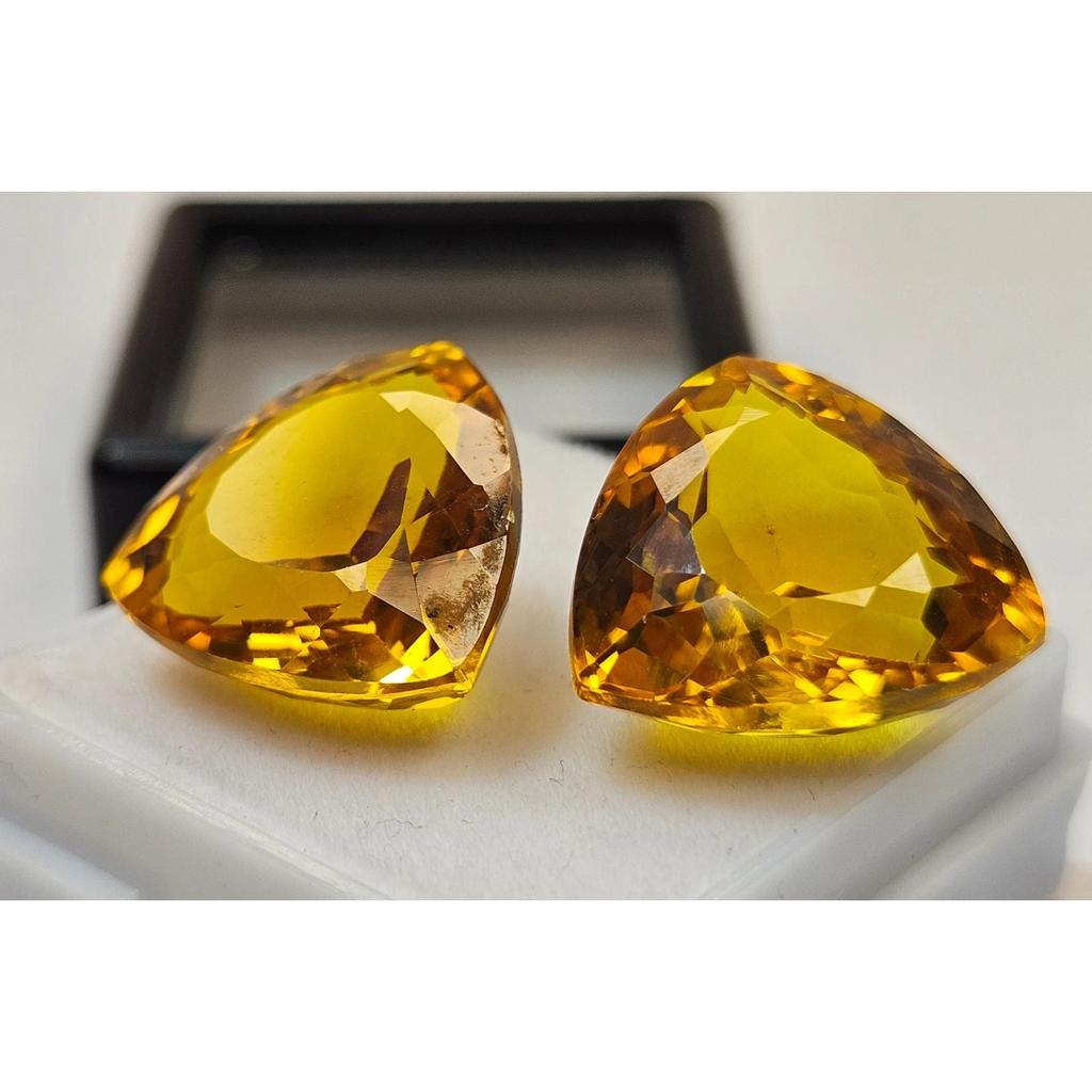 Orange Yellow Sapphire Natural 25+ Ct Trillion Cut Pair Fabulous Loose Gemstone