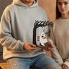 Freestanding Wooden Halloween Crafts Laser-cut Cat Reading Figurine  Cat Owners