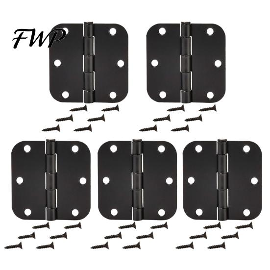 Rotatable Door Hinge 1/5Pcs Rounded Matte Black Hinges Flat Iron Bifold 6 Hole Residential Standard Bedroom Indoor House Hardware Essentials