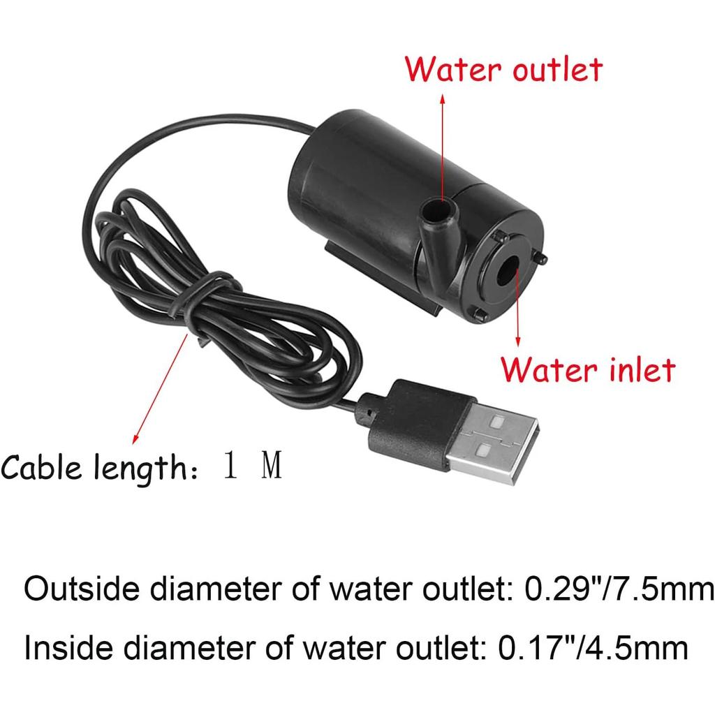 DC 3-5V USB Micro Submersible Mini Low Noise Water Pump for Aquariums Fish Tank Pond Fountain Hydroponics Garden
