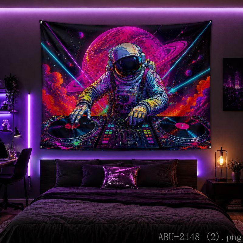 Fantasy Space Astronaut Tapestry UV Glow Wall Hanging Bedroom Gaming E-Sports Dorm Home Decor