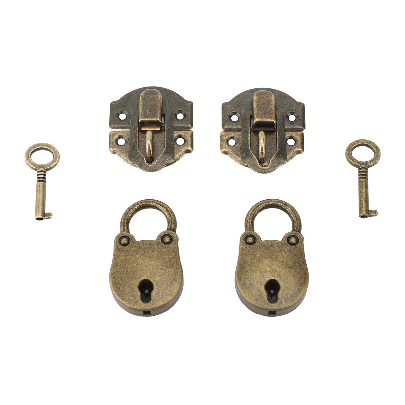

Zinc Alloy Hasp with Screws Vintage Br Padlock Decorative Lock Set for Wood Case Jewelry Box Crafts