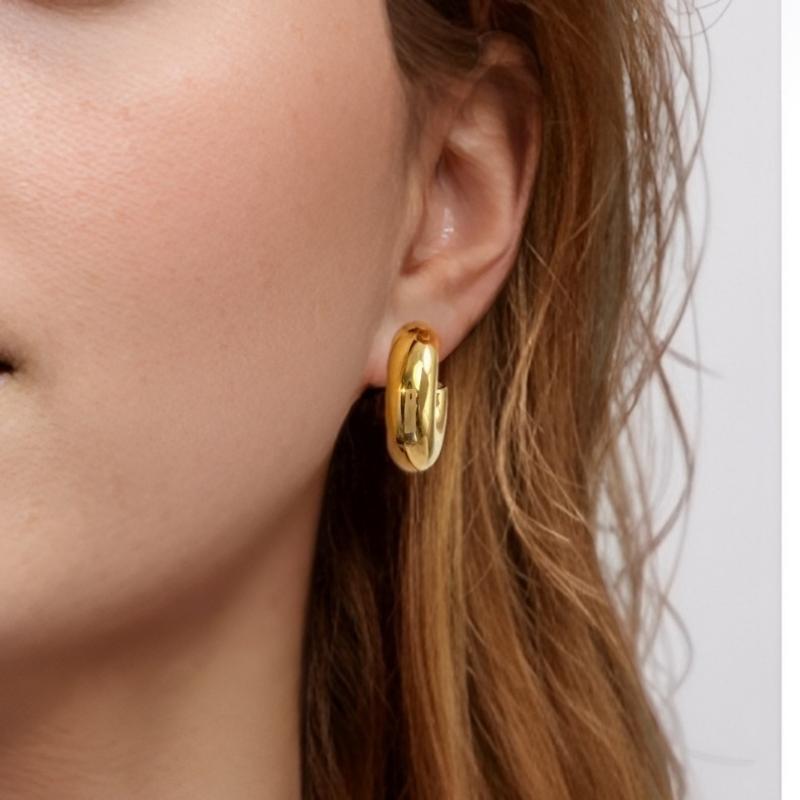 New Trendy Solid C-shaped Stud Earrings Exquisite Women's Geometry Small Earrings Personality European Rock Ear Decor Aretes